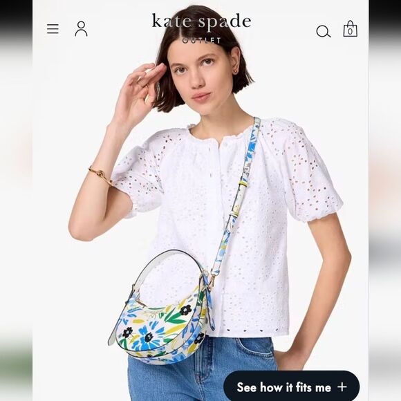 Kate Spsde Madison Floral Crescent new Bag - Picture 1 of 16